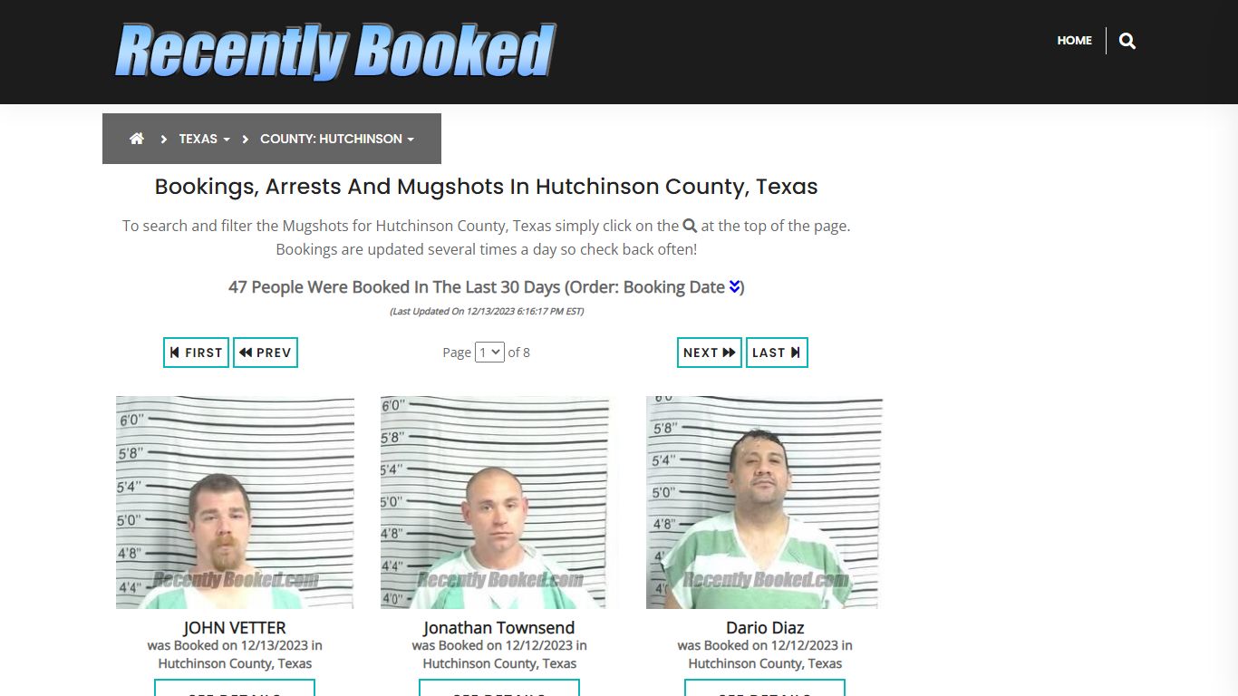 Bookings, Arrests and Mugshots in Hutchinson County, Texas